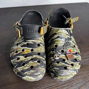 Crocs Classic Clog Tiger Camo Tactical Strap Jibbitz Men 8 Women 10